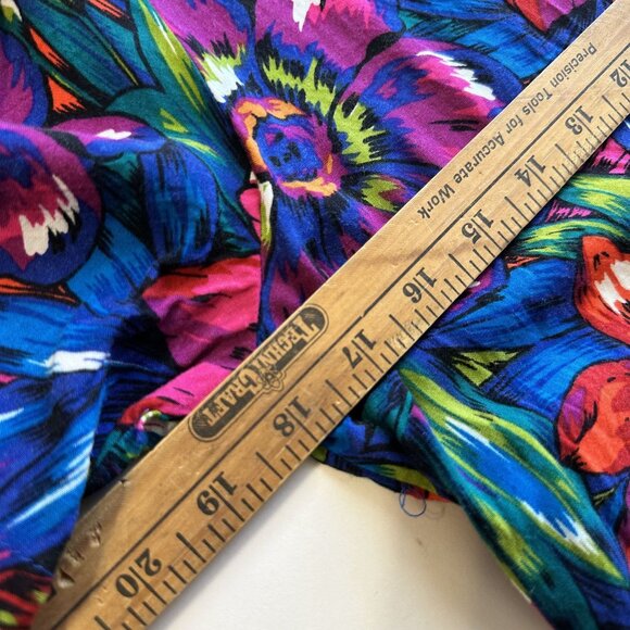 Vtg Floral Short Sleeve Blouse Womens Medium Multicolor 1990s Tropical Floral - Picture 3 of 6